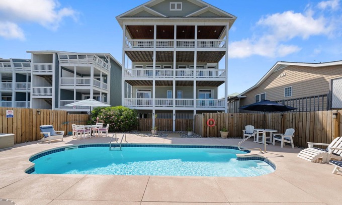 North Carolina Coast Casa | Waves & Sun -- OCEANFRONT, Heated Pool, Elevators, Entire Duplex, Sleeps 25-28