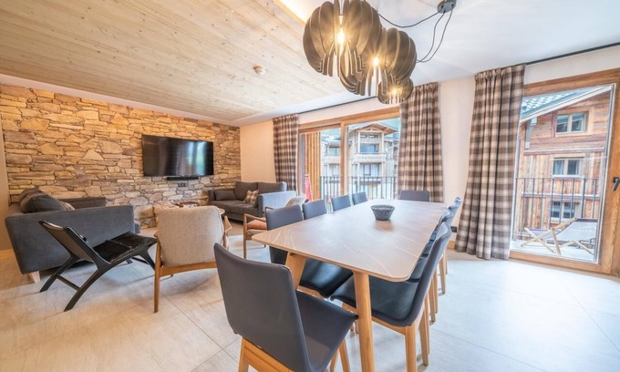 Tignes le Lac Apartamento | Wifi, centro estación, 4.o piso, piscina, sauna, hammam, balcón, tv, local para esquís, 115m²