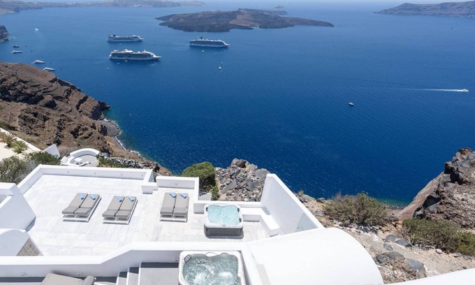 Firostefani Villa | Wonderful Santorini Villa | 7 Bedrooms | Villa Avalon | 3 Private Plunge Pools & Stunning Aegean Sea Views| Imerovigli
