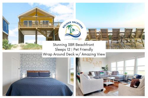Port Bolivar Casa | YELLOW ROSE! Stunning Beachfront 3BR w Wrap Around Deck & Amazing views