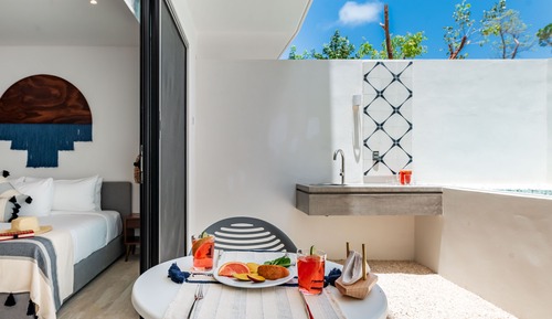 Estudio estándar, 1 cama de matrimonio grande, piscina privada, vistas al patio