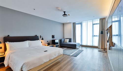 Habitación, 1 cama de matrimonio grande, vistas a la ciudad