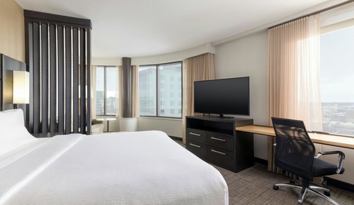 Estudio, 1 cama de matrimonio grande con sofá cama, vistas a la ciudad, en esquina (City View)