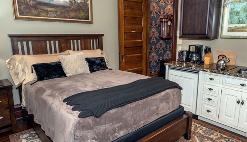 Suite estudio ejecutiva, 1 cama de matrimonio, cocina básica, vistas al patio