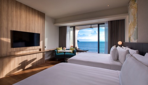 Habitación Deluxe, 2 camas de matrimonio, vistas al mar