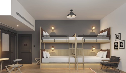 Habitación superior, varias camas, vistas a la ciudad