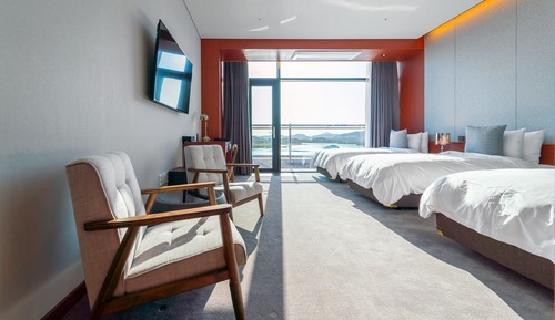 Habitación triple, 3 camas individuales, vistas al mar