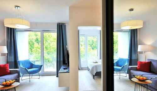 Apartamento Deluxe, 1 cama de matrimonio con sofá cama, acceso a la piscina, vistas al parque