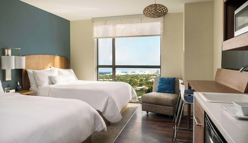 Habitación, 2 camas de matrimonio, vistas a la ciudad