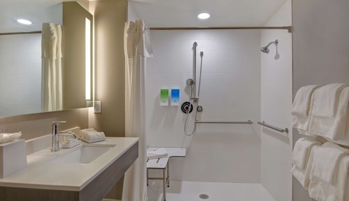 Estudio, 2 camas de matrimonio, accesible para personas con discapacidad (Roll-In Shower)