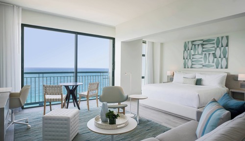 Suite junior, 1 cama de matrimonio grande con sofá cama, balcón, vistas al mar
