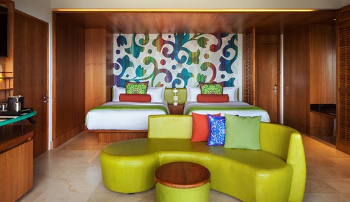 Habitación Deluxe, 2 camas de matrimonio, balcón, vistas parciales al mar (Fabulous Escape Room)