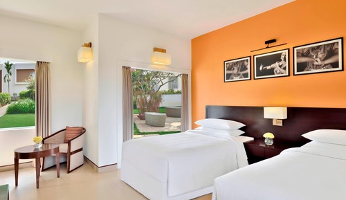 Habitación, 2 camas individuales, balcón, vistas al jardín