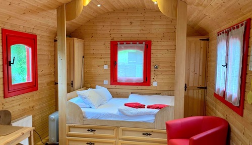 Cabaña romántica, 1 cama doble, vistas a la montaña, junto a la pista de esquí