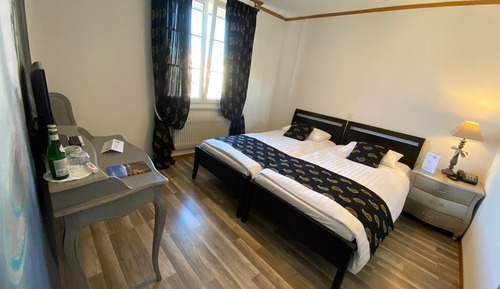Habitación con 1 cama doble o 2 individuales, vistas parciales al lago