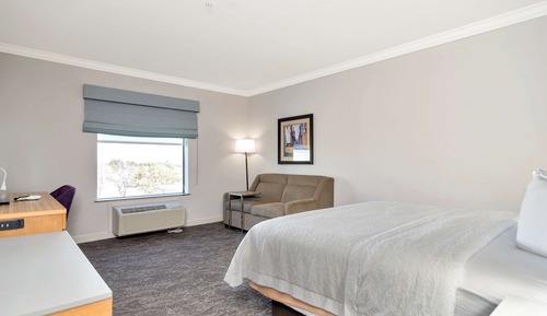 Habitación, 1 cama de matrimonio grande con sofá cama, frigorífico y microondas