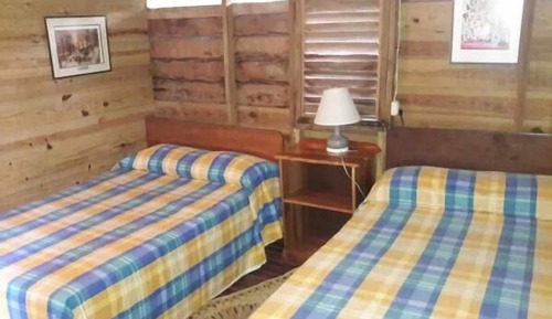 Cabaña básica, 2 camas dobles, vistas al jardín