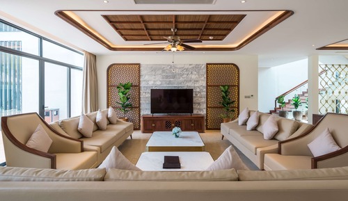 Villa estándar, 5 habitaciones, no fumadores, frente a la playa (Living Room;Presidential)