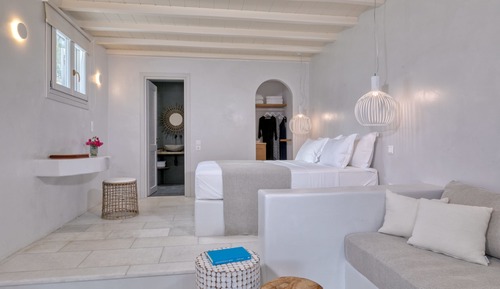 Habitación de lujo, 1 cama de matrimonio con sofá cama, vistas parciales al mar