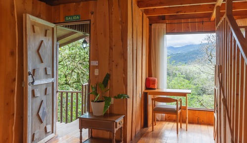 Cabaña, vistas al jardín