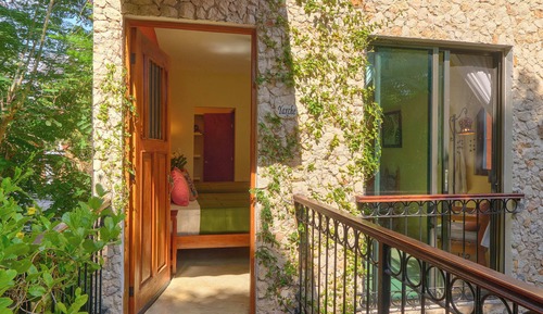 Habitación, 2 camas de matrimonio, vistas al jardín