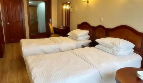 Habitación básica con 2 camas individuales, vistas a la ciudad