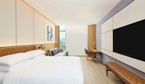 Habitación, 1 cama de matrimonio grande con sofá cama, vistas a la ciudad