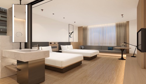 Habitación, 2 camas dobles, vistas a la ciudad