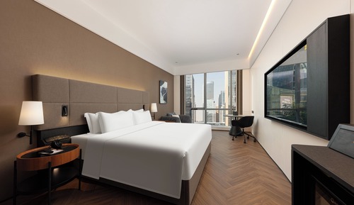 Habitación ejecutiva doble, 1 cama de matrimonio grande, baño privado, vistas a la ciudad