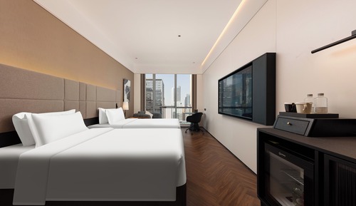 Habitación Deluxe con 2 camas individuales, baño privado, vistas a la ciudad