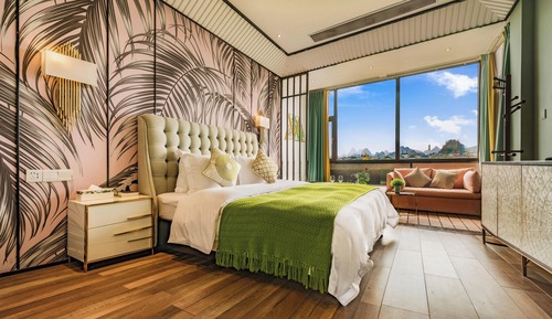 Cabaña panorámica, 1 cama de matrimonio grande, no fumadores, vistas al río