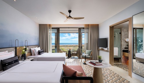 Habitación superior, 2 camas de matrimonio, balcón, vistas al mar