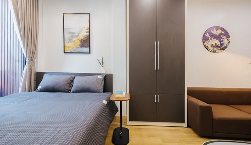 Estudio, 1 cama de matrimonio, vistas a la ciudad