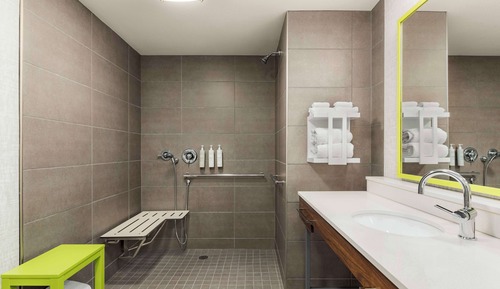 Estudio, 1 cama de matrimonio grande (Mobility & Hearing, Roll-in Shower)