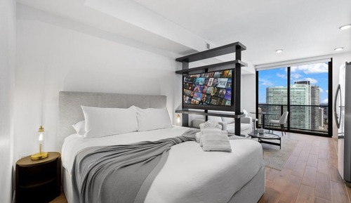 Estudio Deluxe, 1 cama de matrimonio grande con sofá cama, vistas a la bahía