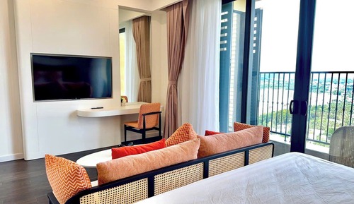 Estudio, 1 cama de matrimonio grande con sofá cama, vistas a la ciudad
