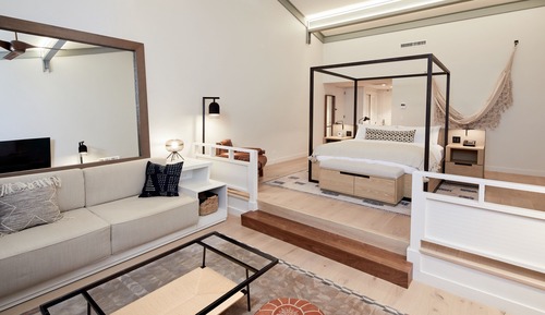 Habitación, 1 cama de matrimonio grande con sofá cama, no fumadores, patio