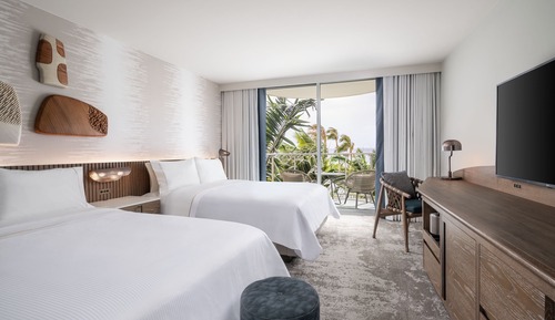 Habitación, 2 camas de matrimonio, notificación por teléfono o timbre, vistas al mar (Kukahi)