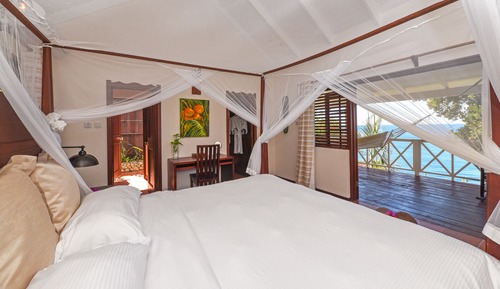 Cabaña romántica, 1 cama de matrimonio grande, piscina privada, vistas al mar