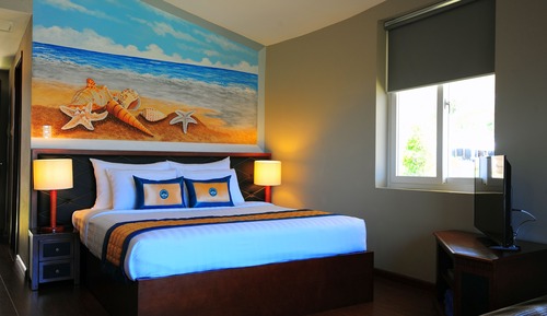 Habitación de lujo doble, 1 cama de matrimonio grande, vistas a la playa