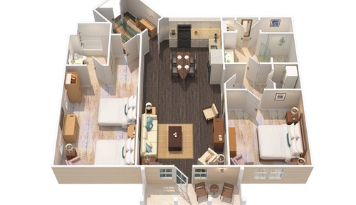 Villa, 2 habitaciones, balcón