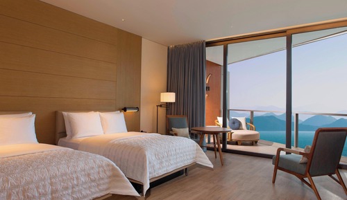Habitación, 2 camas dobles, vistas al mar