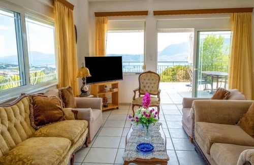 Pitharion Villa | Villa Afroditi near Airport with Pool, Free Wi-Fi, Souda Bay Views, Garden Oasis