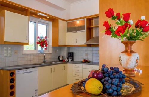 Pitharion Villa | Villa Afroditi near Airport with Pool, Free Wi-Fi, Souda Bay Views, Garden Oasis