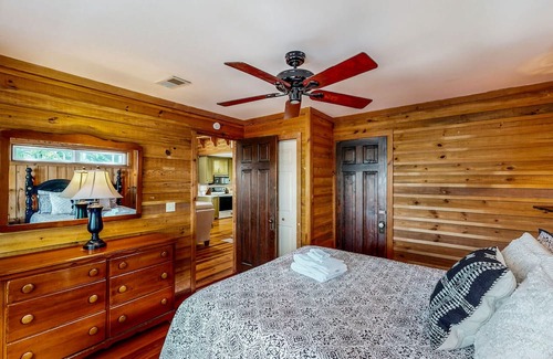 Newberry Shores Casa | Unique waterfront home with direct water access, dock, firepit, porch, W/D, AC