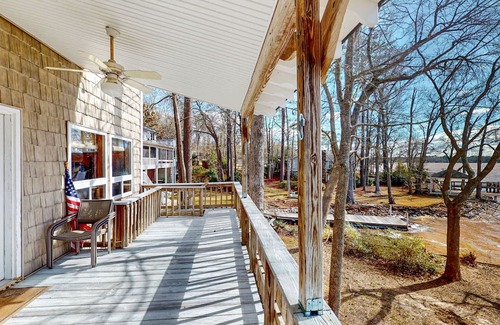 Newberry Shores Casa | Unique waterfront home with direct water access, dock, firepit, porch, W/D, AC