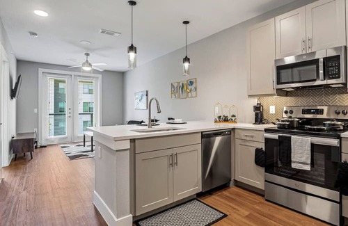 Fort Worth Apartamento | Modern Elegance-1 King BR | Gym | Pool | Laundry