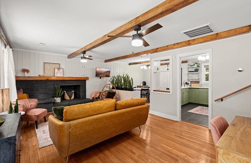 Gantt Casa | Weekend at GiGi's - a Greenville Mid-Century home with fire pit and game room.