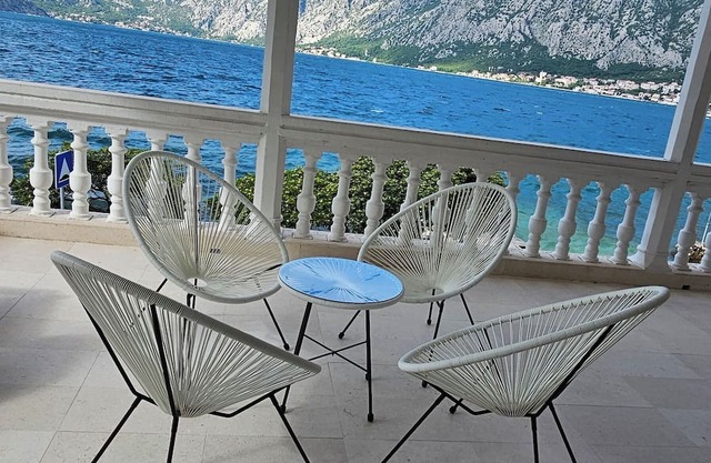 Apartment on the seafront, with small beach and beautiful view from apartment.
