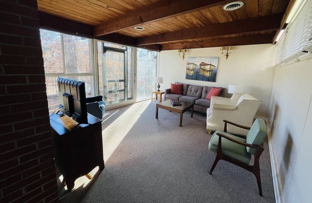Escape to our cozy cottages nestled in Tanglewood Park's peaceful woods